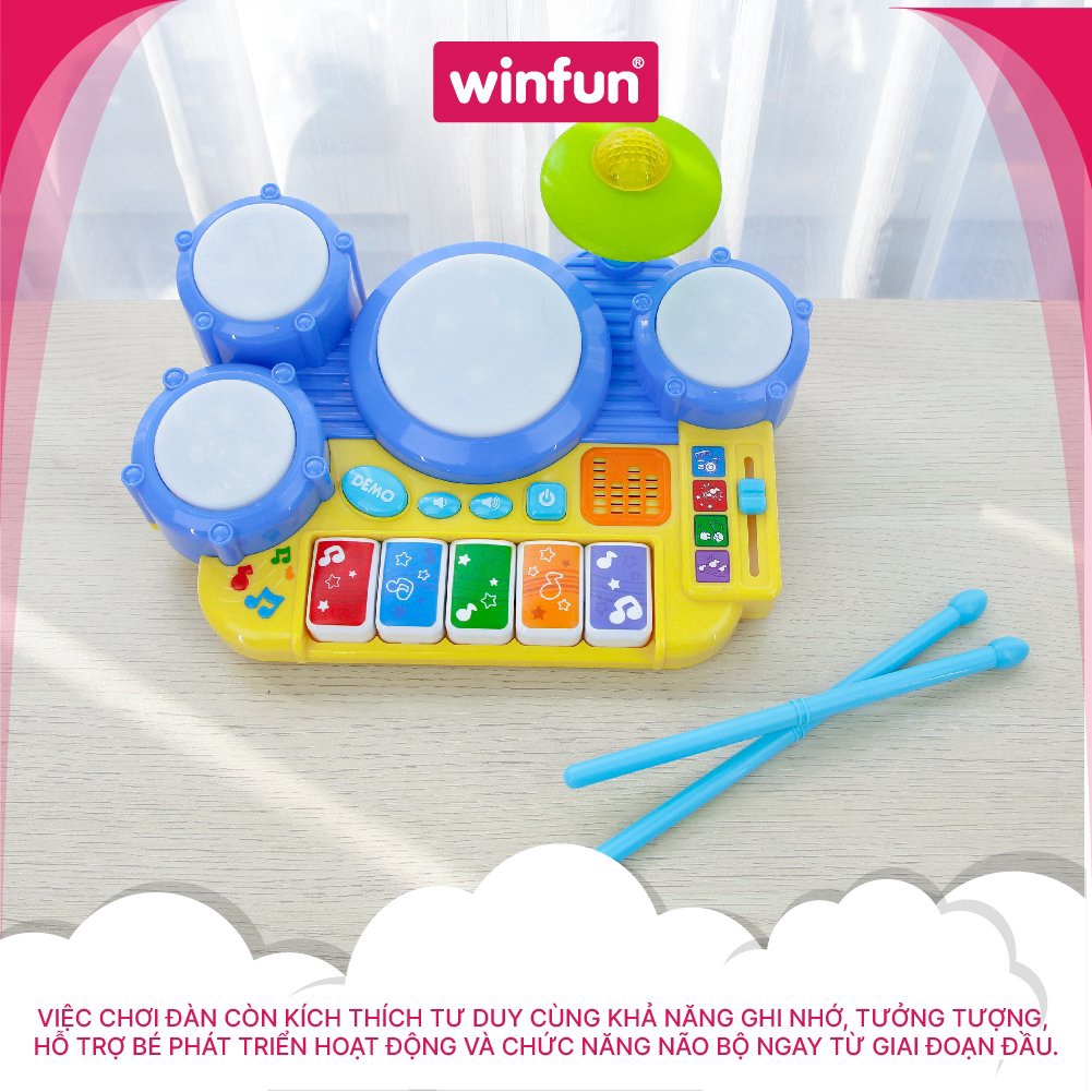 Ảnh Bội trống điện tử cho bé kết hợp có đèn nhạc Winfun 2034 2