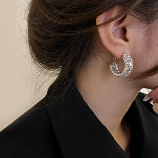 Khuyên Tai Hình Chữ c Đính Đá Phong Cách Âu Mỹ Độc Đáo Mới