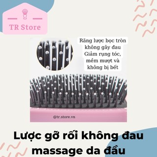 Lược gỡ rối không đau massage da đầu pastel chữ nhật bản to có đệm paddle brush