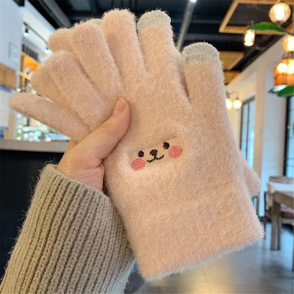 Găng Tay Len Cashmere Dày Dặn Giữ Ấm Mùa Đông Có Thể Chạm Màn Hình Cảm Ứng Dành Cho Nữ