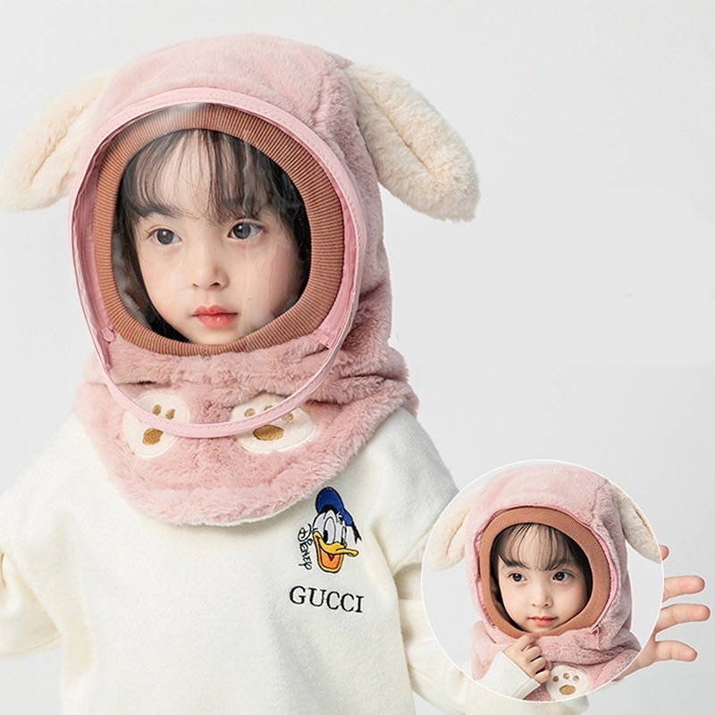 Mũ Lông Kèm Kính - Mũ Chùm Kín Đầu chống gió, che tai Cho Bé Trai Và Bé Gái 3-12 Tuổi    hot)
