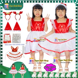 ĐẦM CÁNH TIÊN HOÀNG CUNG ĐẦM NOEL CHO BÉ GÁI TỪ 1 - 8 TUỔI CAO CẤP - BỘ ĐẦM NOEL GIÁNG SINH CHO BÉ GÁI