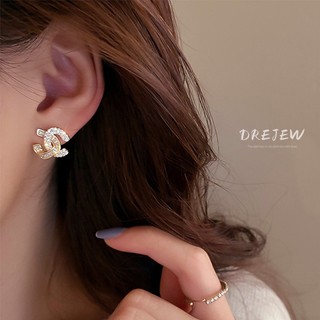DREJEW Bông Tai Mạ Bạc 925 Đính Đá zircon Kiểu Hình Học Đơn Giản Sang Trọng