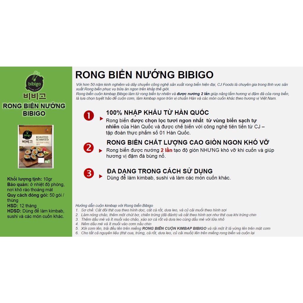 Ảnh Rong biển nướng cuộn cơm Hàn Quốc Bibigo 10g 3