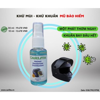 Xịt Khử Mùi Nón Bảo Hiểm CAROLINE 30ml, loại bỏ mùi khó chịu, ẩm mốc, sạch sẽ, thơm mát - Tinh Dầu Thiên Nhiên