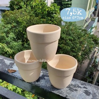 Combo 5 Chậu đất nung trắng trồng Sen Đá và Xương Rồng size 6x7cm Mầm Nắng Garden  lỗi 1 đền 1