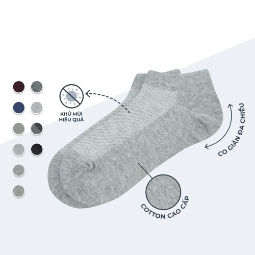 tất nam nữ cổ ngắn (1 đôi ) , vớ cotton dày dặn hàng dệt kim cao cấp co dãn tốt , chống hôi chân nhiều màu ngẫu nhiên