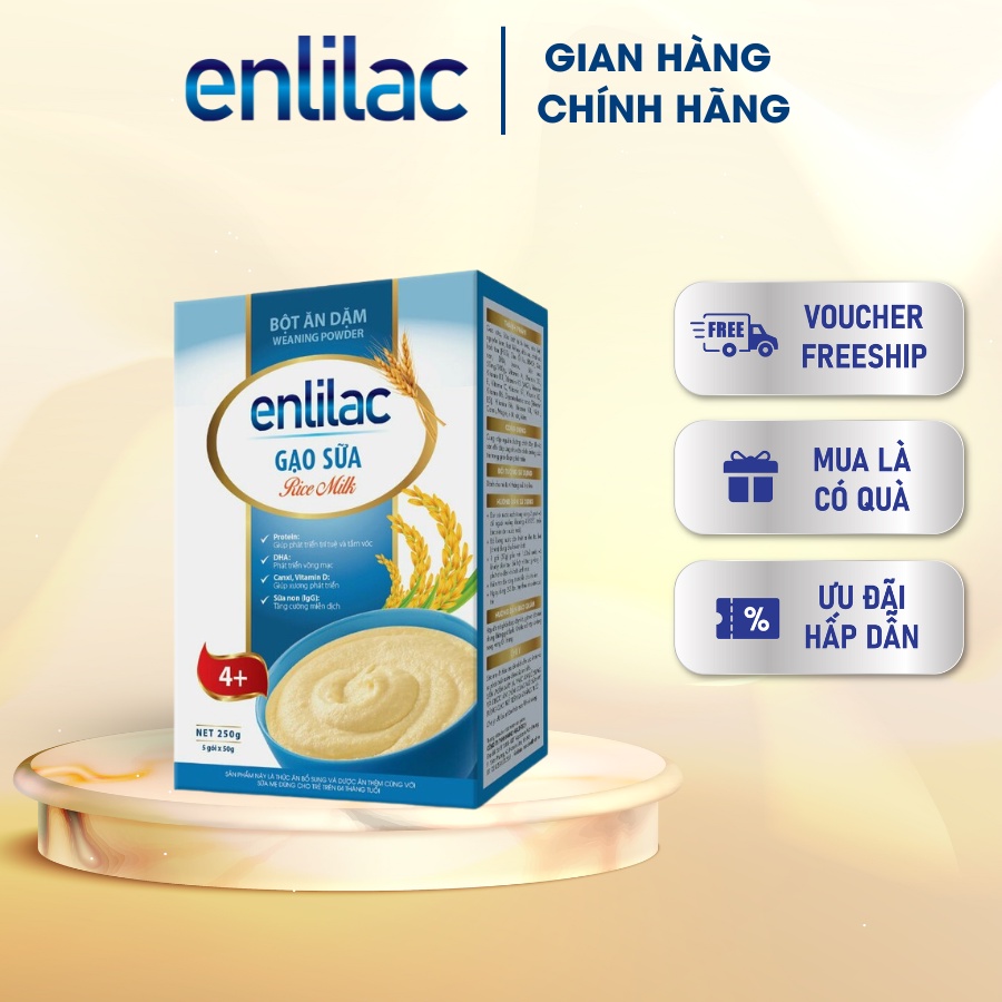 Bột ăn dặm sữa gạo Enlilac bổ sung dinh dưỡng cho bé, tăng cường miễn dịch, phát triển trí tuệ hộp 250gr