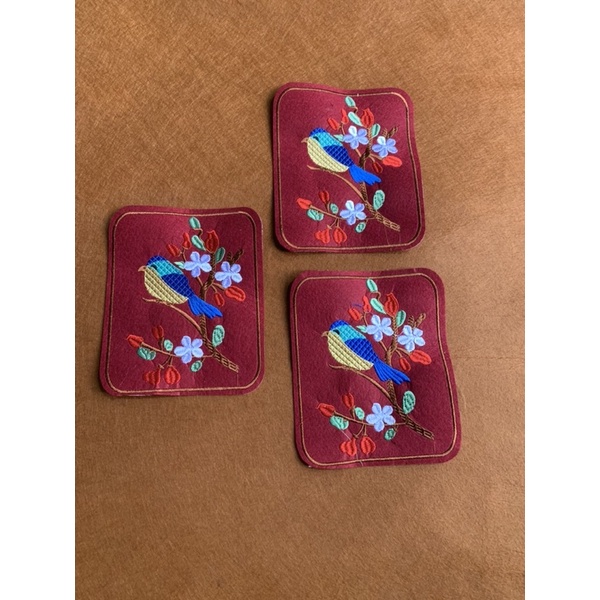 sticker thêu là ủi vuông chim màu mận | Shopee Việt Nam