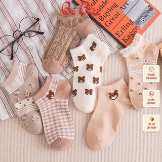 Tất cổ ngắn hoạ tiết cute chất đẹp thấm hút mồ hôi, tất nữ cổ ngắn T787 BC_CHIC LINGERIE