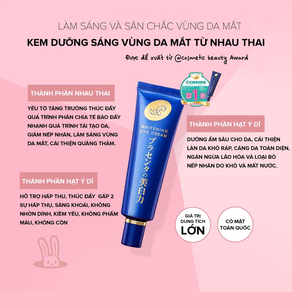 Ảnh Kem Mắt Nhau Thai Giảm Quầng Thâm, Nếp Nhăn MEISHOKU Placewhiter 30g 4