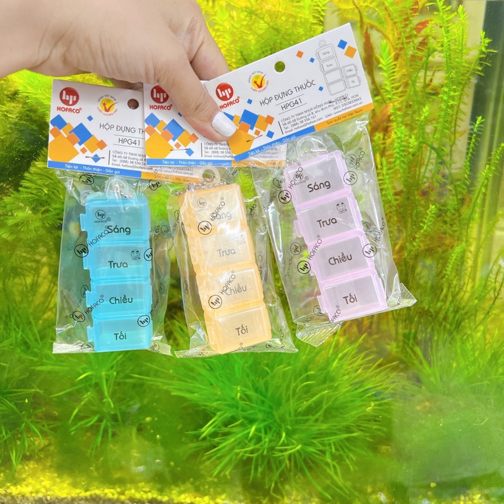 Hộp chia thuốc theo ngày (4 ngăn Hofaco ) an toàn tiện lợi người sử dụng