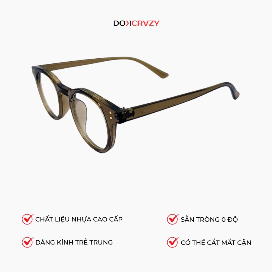 Ảnh Gọng kính mắt tròn DOKCRAZY LECO nhựa sinh học cao cấp, dáng Hàn Quốc, chống ánh sáng xanh, UV400 2