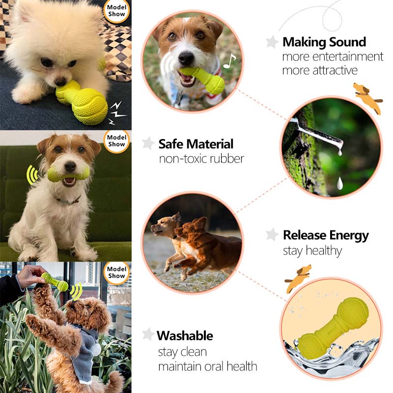 HamshMoc Squeaky Chó Đồ Chơi Thú Cưng Cao Su Bền Răng Hàm Nhai Xương Có Âm Thanh Cho Tương Tác Ném Huấn Luyện Fetch Đồ Chơi