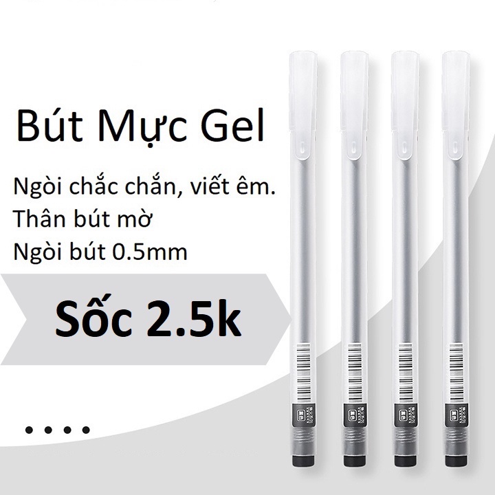 Bút mực gel màu đen ngòi kim 0.5mm ba màu - Lion House