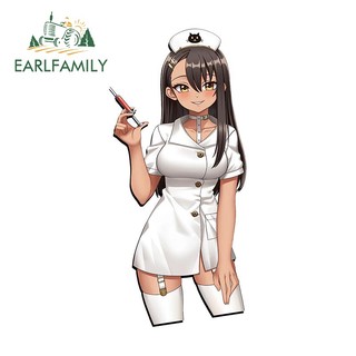 EARLFAMILY 13cm Nagatoro Y Tá Xe Dán Chống Thấm Nước Thời Trang Đề Can Phụ Kiện Xe Hơi Chống Trầy Xước Thân Xe Đơn Giản Laptop