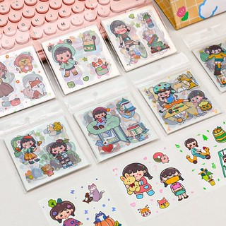 10 1 Tấm Sticker Cô Bé Dễ Thương 7,5X7,5Cm - Thỏ Hồng VPP