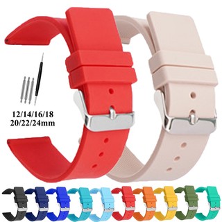 Dây Đeo Thay Thế Bằng Cao Su Silicone Và Cao Su Mềm Có Khóa Inox Cho Đồng Hồ Thể Thao 18mm 20mm 22mm