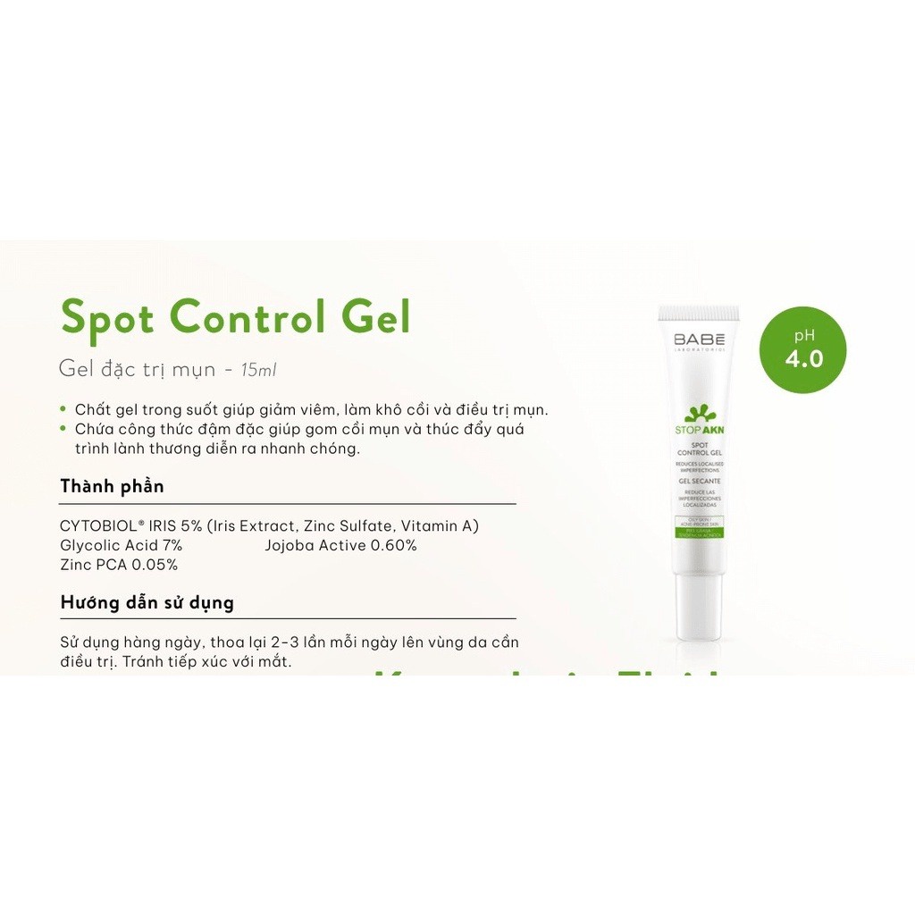 Ảnh Gel chấm mụn giúp gôm cồi mụn BABÉ Stop Akn Spot Control Gel 8ml - AJA'S SKINLAB 3