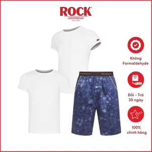 Combo 2 áo thun không đường may vải cotton ROCK 5076+1 quần Short nam 5047 mặc nhà, tập gym