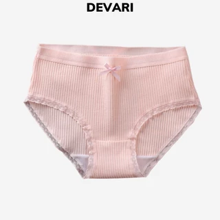 Quần lót nữ cotton viền ren sexy kháng khuẩn khử mùi đính nơ dễ thương và gợi cảm DEVARI b08