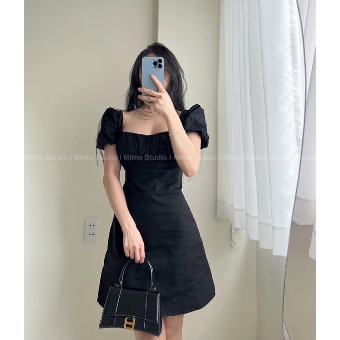 Đầm cổ vuông Gem Boutique tay bồng cột dây đan chéo sau lưng có mút sẵn - Taylor dress