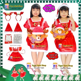 [CAO CẤP] ĐẦM CỔ VUÔNG TAY PHỒNG ĐẦM NOEL BÉ GÁI TỪ 1 - 8 TUỔI CHẤT VẢI NHUNG MẶC ĐI CHƠI LỄ SỰ KIỆN CHỤP ẢNH