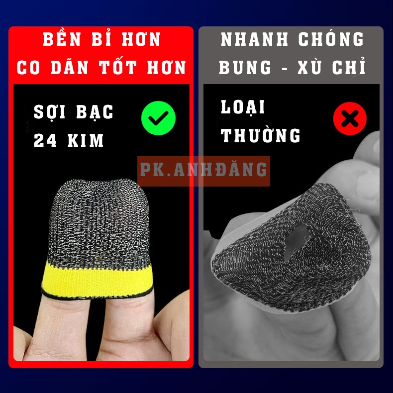 Bao Tay Chơi Game Sợi Bạc 24 Kim Viền Chống Xổ Chỉ Mới, Găng Tay Chống Mồ Hôi Siêu Nhạy