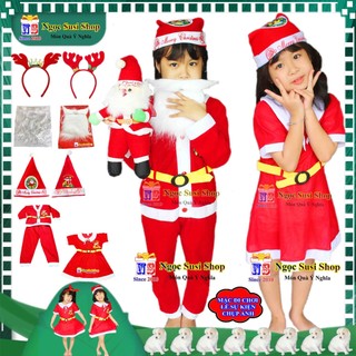 BỘ ĐỒ ÔNG GIÀ NOEL CHO BÉ TRAI VÀ ĐẦM CHO BÉ GÁI TỨ 1 - 10 TUỔI CHẤT VẢI NỈ - DÙNG ĐỂ MẶC ĐI CHƠI CHỤP ẢNH