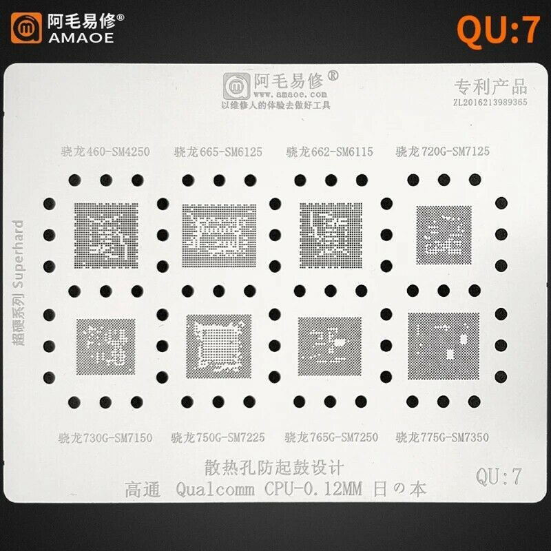 Amaoe QU 1-9 BGA Reballing Stencil cho Xiaomi cho Huawei cho Oppo MTK Qualcomm SM8350 SDM888 MSM8998 SM7250 SM7350 CPU RAM