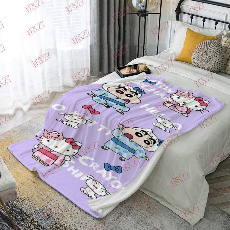 Chăn flannel Điều Hòa Không Khí 4 Kích Thước In Hình Cậu Bé Bút Chì shin-chan Dễ Thương