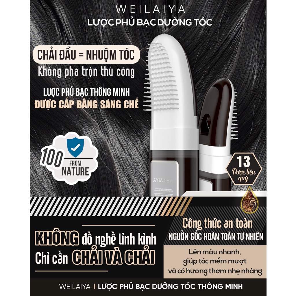 Ảnh Dầu Gội Đen Tóc Phủ Bạc Weilaiya 100ml - màu Đen Tự nhiên - Không hôi - Không xót da đầu 4