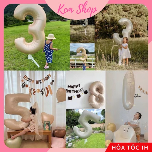 Bóng số sinh nhật màu nâu tông Hàn Quốc size đại 32'' chụp hình, trang trí sinh nhật - Kem Shop K225