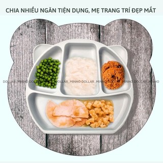 Khay ăn dặm 4 ngăn có kèm nắp silicone <không hộp>