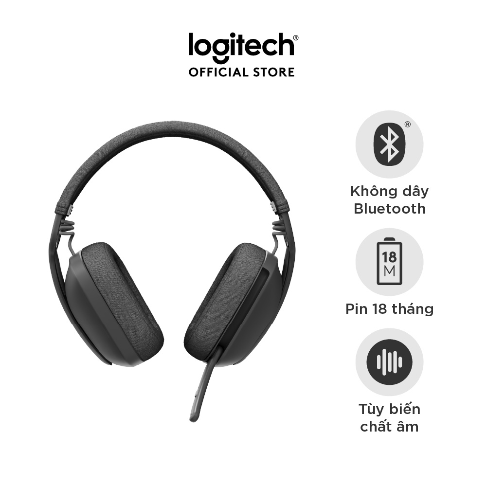 Tai Nghe (Headset) Logitech Zone Vibe 100 Wireless/ Bluetooth/ Đen  (Graphite) (981-001215)