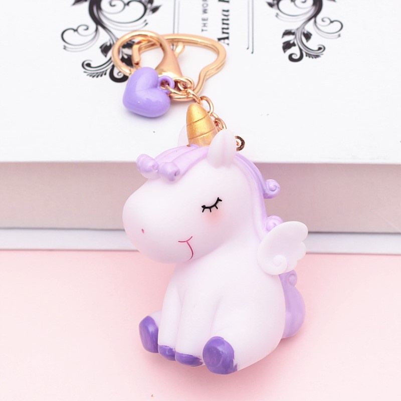 Móc Khóa Kì Lân Unicorn Dễ Thương Kèm 2 Lục Lạc Bóp Kêu Tiếng WJ149