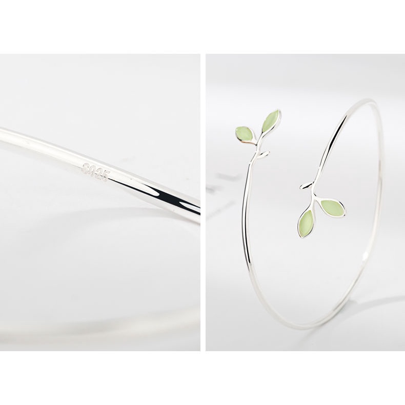 Vòng Tay Bạc 925 Hình Chiếc Lá Đá opal Đơn Giản Có Thể Điều Chỉnh Kích Cỡ Dành Cho Nữ