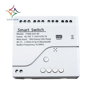 Tuya Smart Wifi Motor Switch ule RF 433 Radio Remote Control 4CH Inching Relay for Alexa Google Home, 4CH