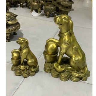 Tượng Chó Bệ Tiền Bằng Đồng Vật Phẩm Phong Thuỷ