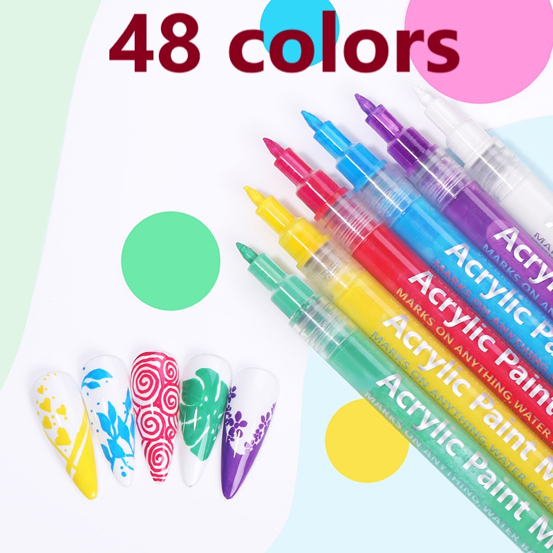 Bút vẽ nail móng tay chuyên dụng LI LƯ 48 màu neon 3D chống nước làm đẹp DIY nghệ thuật