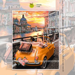 Tranh tô màu theo số 40x50cm có khung du lịch bên bờ biển T5084