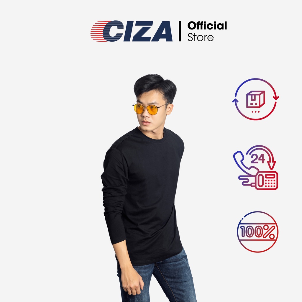 Áo thun nam dài tay CIZA cổ tròn vải cotton cao cấp trẻ trung năng động size S M L XL ATDR12