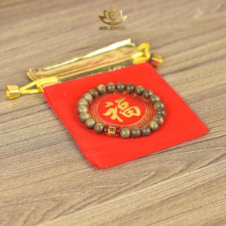 Vòng Tay Trầm Hương Tròn Đơn Đính Đá Trụ Ngọc Omani Trợ Mệnh 6/7/8/10mm - Mộc Trầm Hương MTH