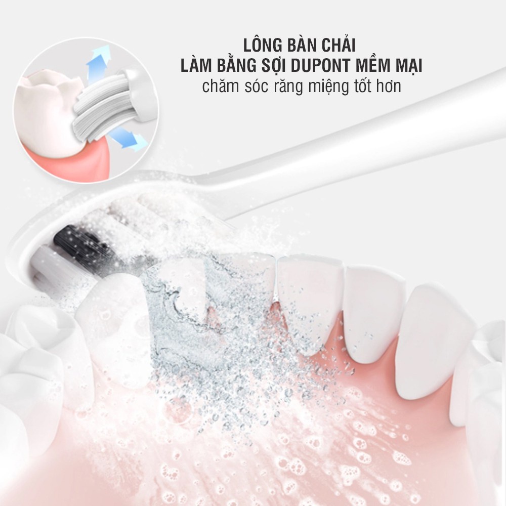 Bàn chải điện LocknLock ENR346 Màu Trắng , sạc không dây, chống nước, tặng 2 đầu bàn chải - K-MALL