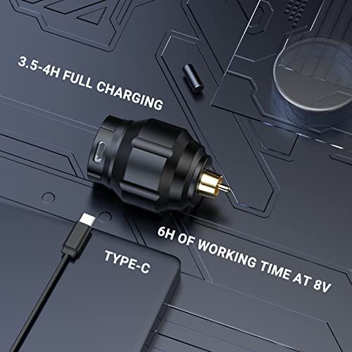 Bộ Nguồn RCA 1050mAh Không Dây Cho Máy Xăm Có Thể Sạc Lại Bằng Cổng USB WA01-A