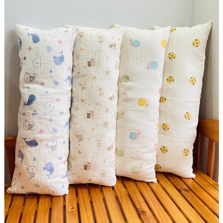 [Cò Baby] GỐI ÔM CHỮ NHẬT MUSLIN ORGANIC HÀN QUỐC