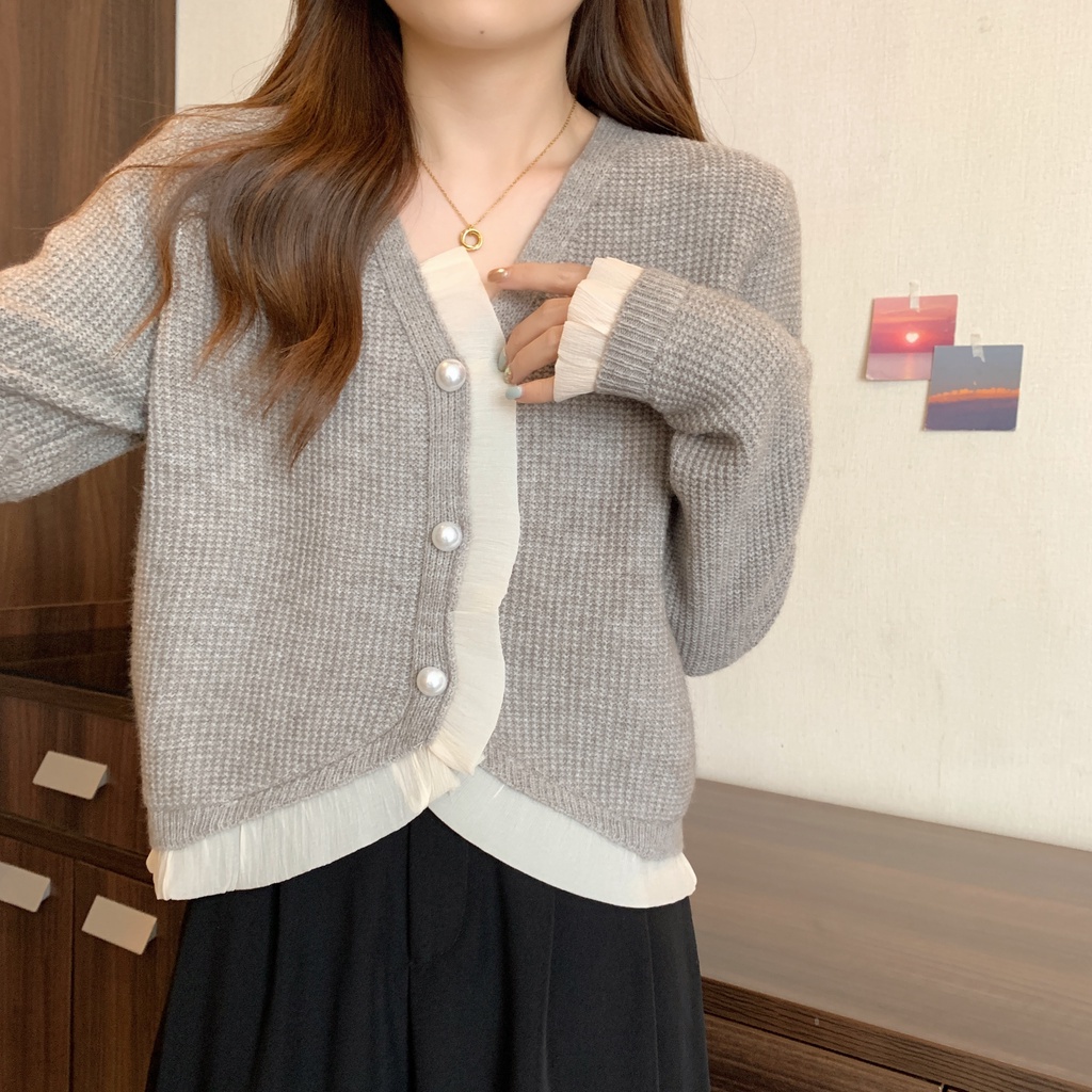 Áo Cardigan Dệt Kim Dáng Suông Plus Size Thời Trang Pháp Cho Nữ