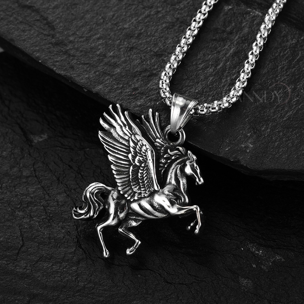 Dây chuyền nam titan cao cấp,vòng cổ nam cá tính không gỉ,dây chuyền phong cách quý tộc mặt pegasus| Fancy.