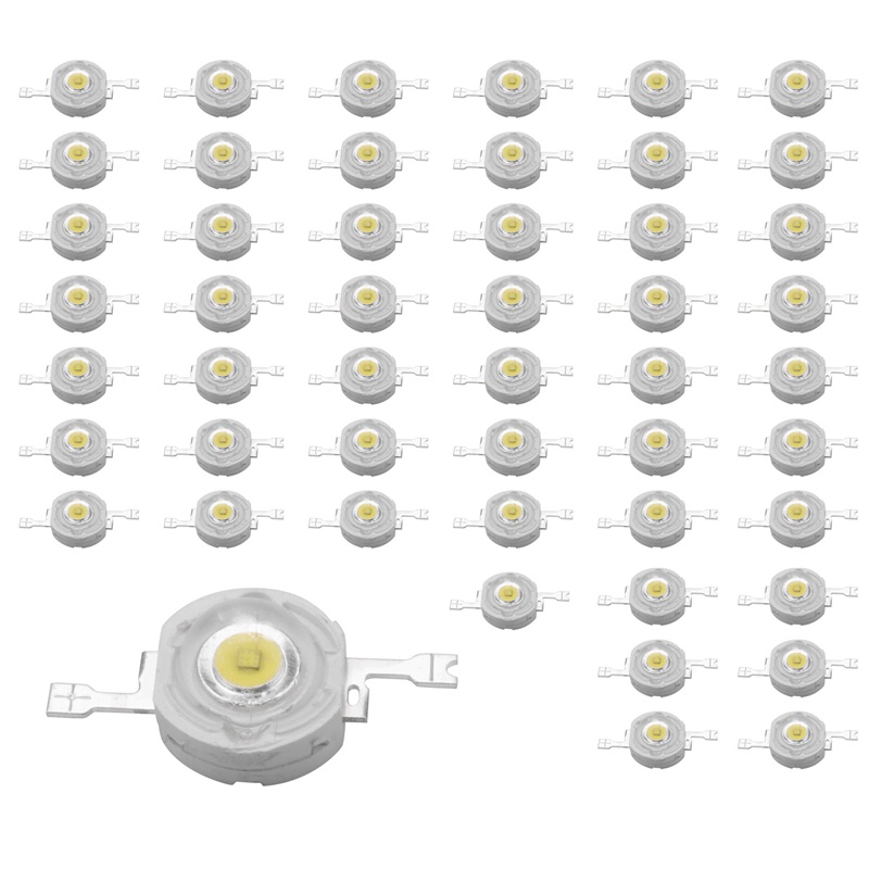 Bộ 50 1W Diode Công Suất Cao Trắng Mát Hạt Led 1 Watt Chip Đèn 3V-3.4V