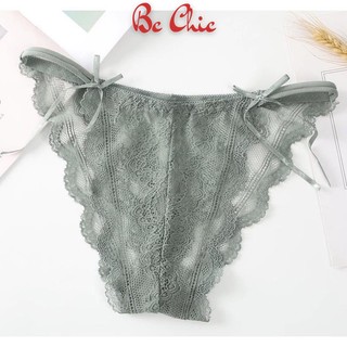 Quần lót nữ quyến rũ cao cấp, quần lót ren đính nơ 2 bên quyến rũ Q 2824  BC_CHIC LINGERIE